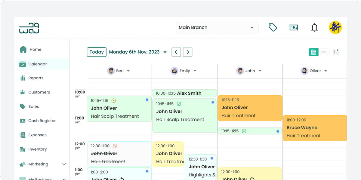 إدارة مواعيد الصالون والحجوزات بسهولة