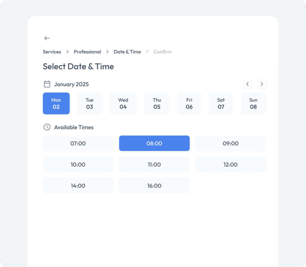 Real-time availability calendar