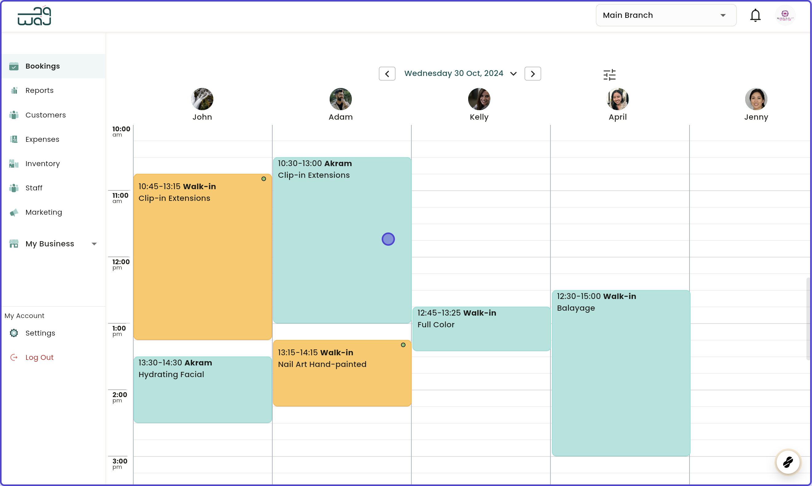 Calendar and bookings add notes screenshot