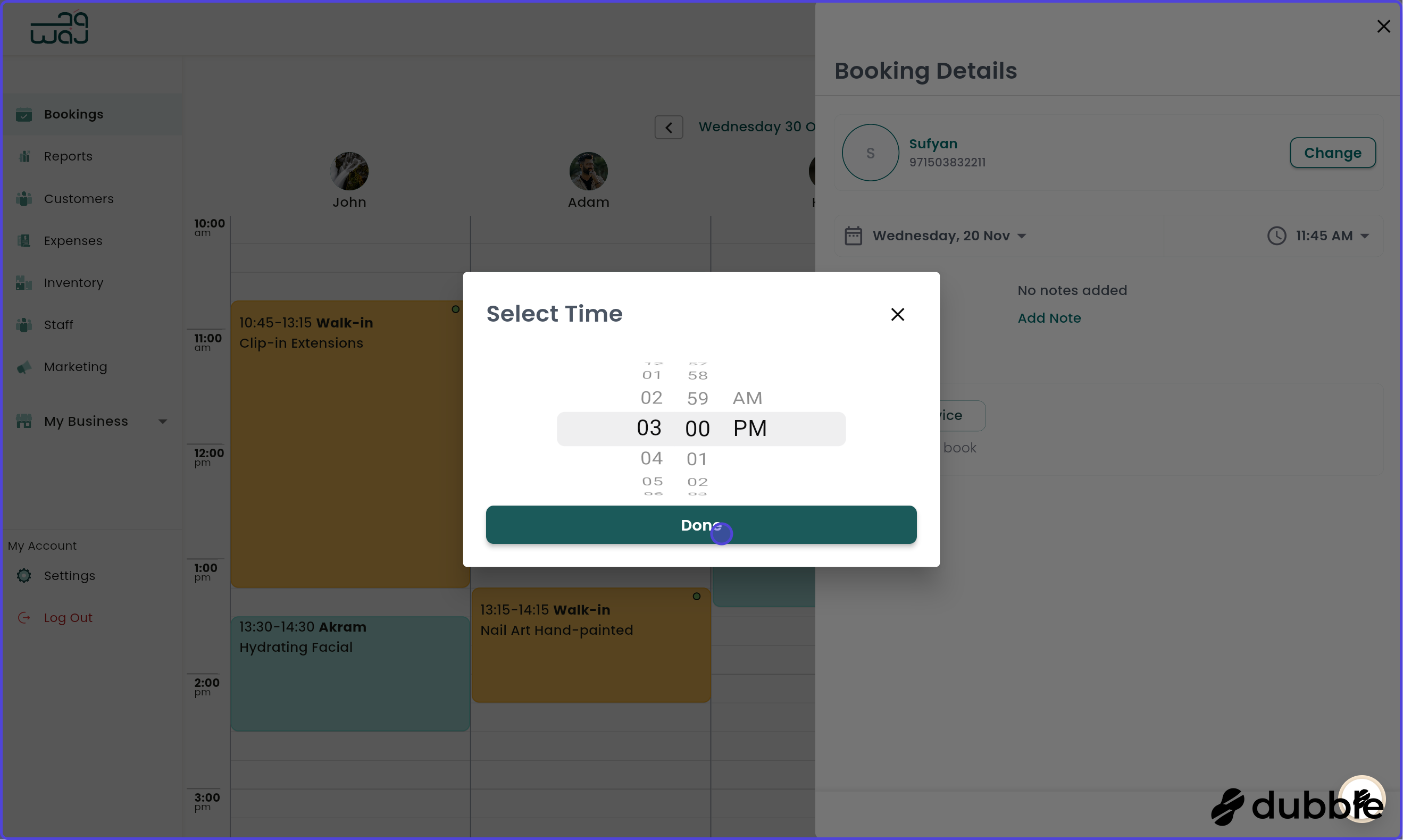 Calendar and bookings schedule booking for later screenshot
