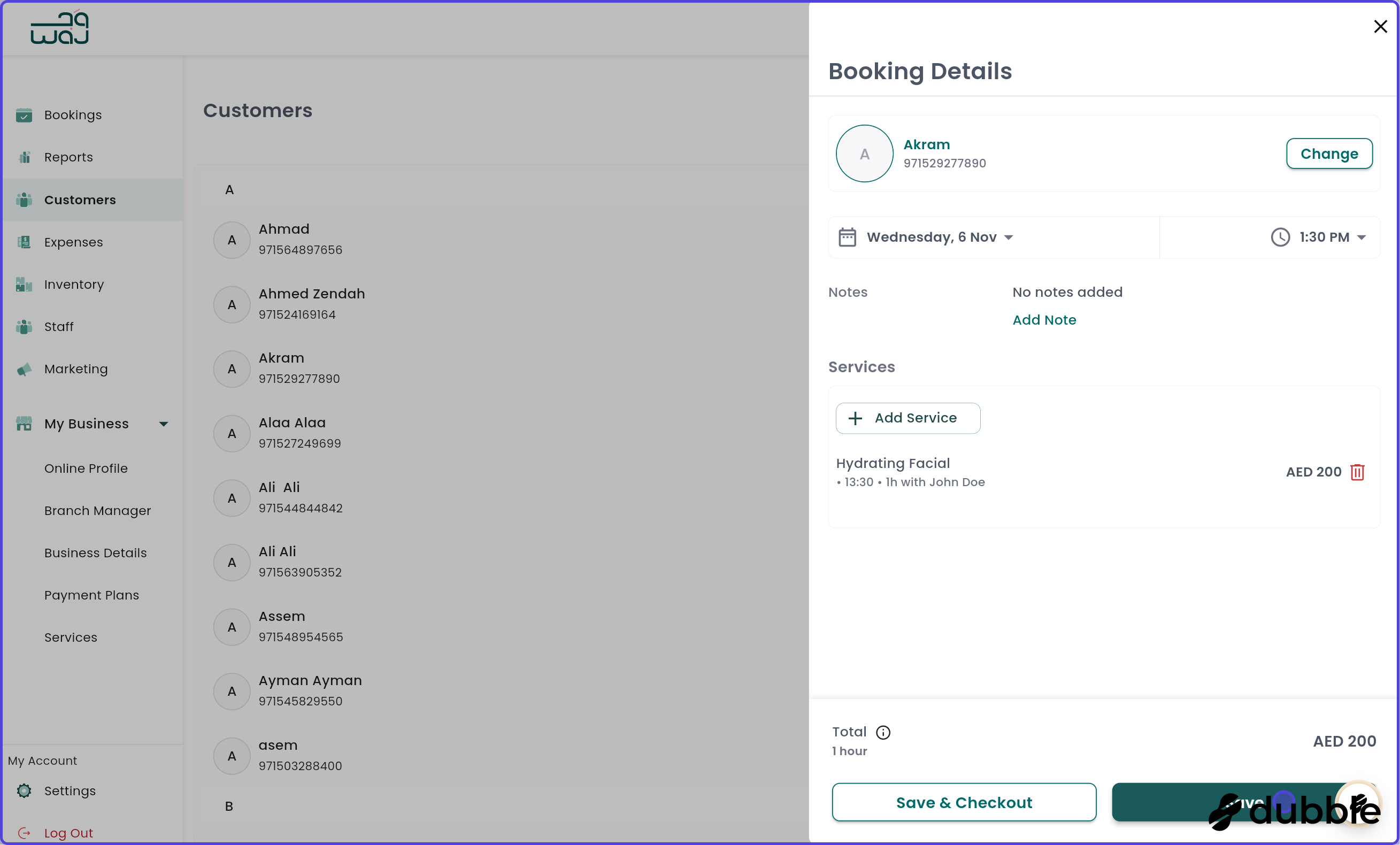 Customers re booking screenshot