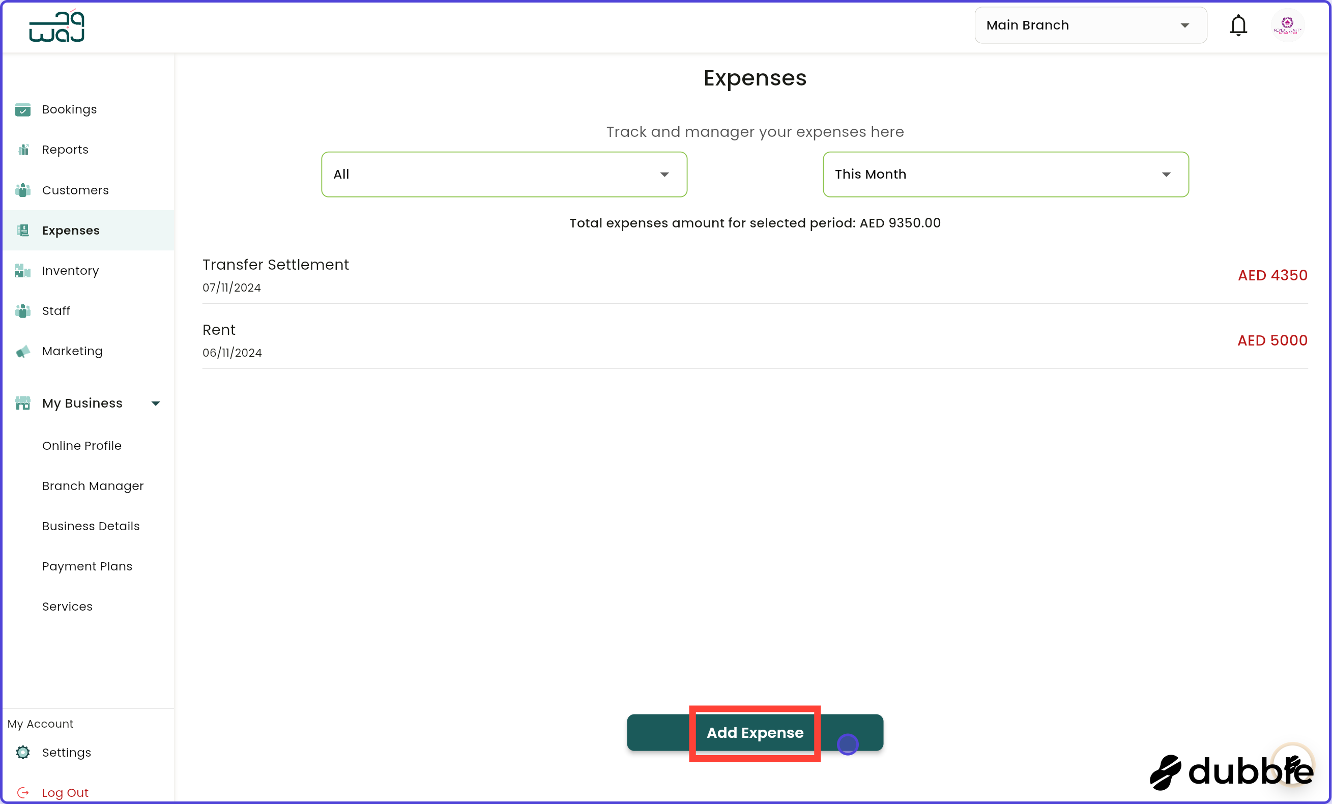 Expenses adding expenses screenshot