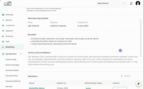 Marketing memberships and subscriptions screenshot