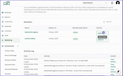 Marketing memberships and subscriptions screenshot