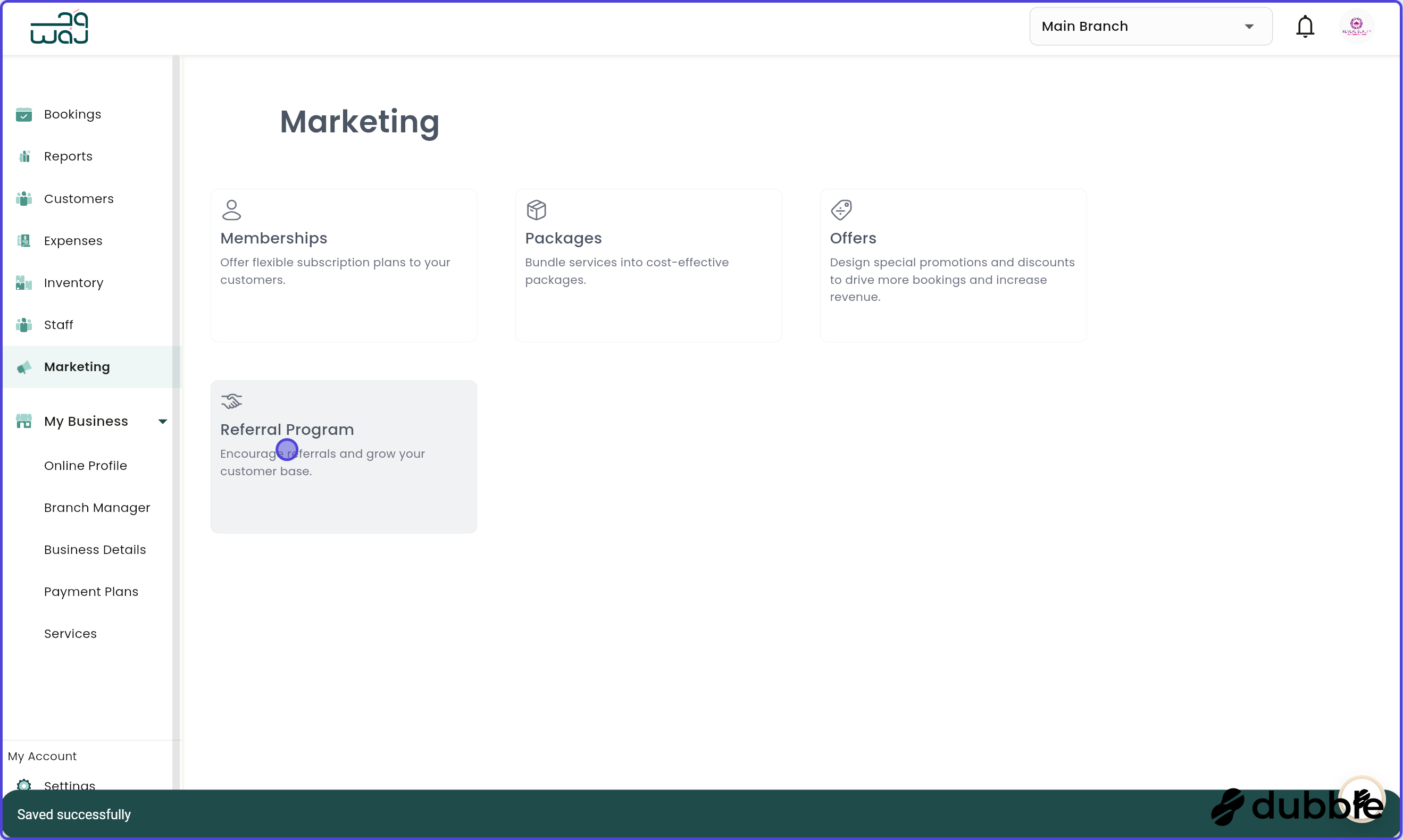 Marketing referral programs screenshot