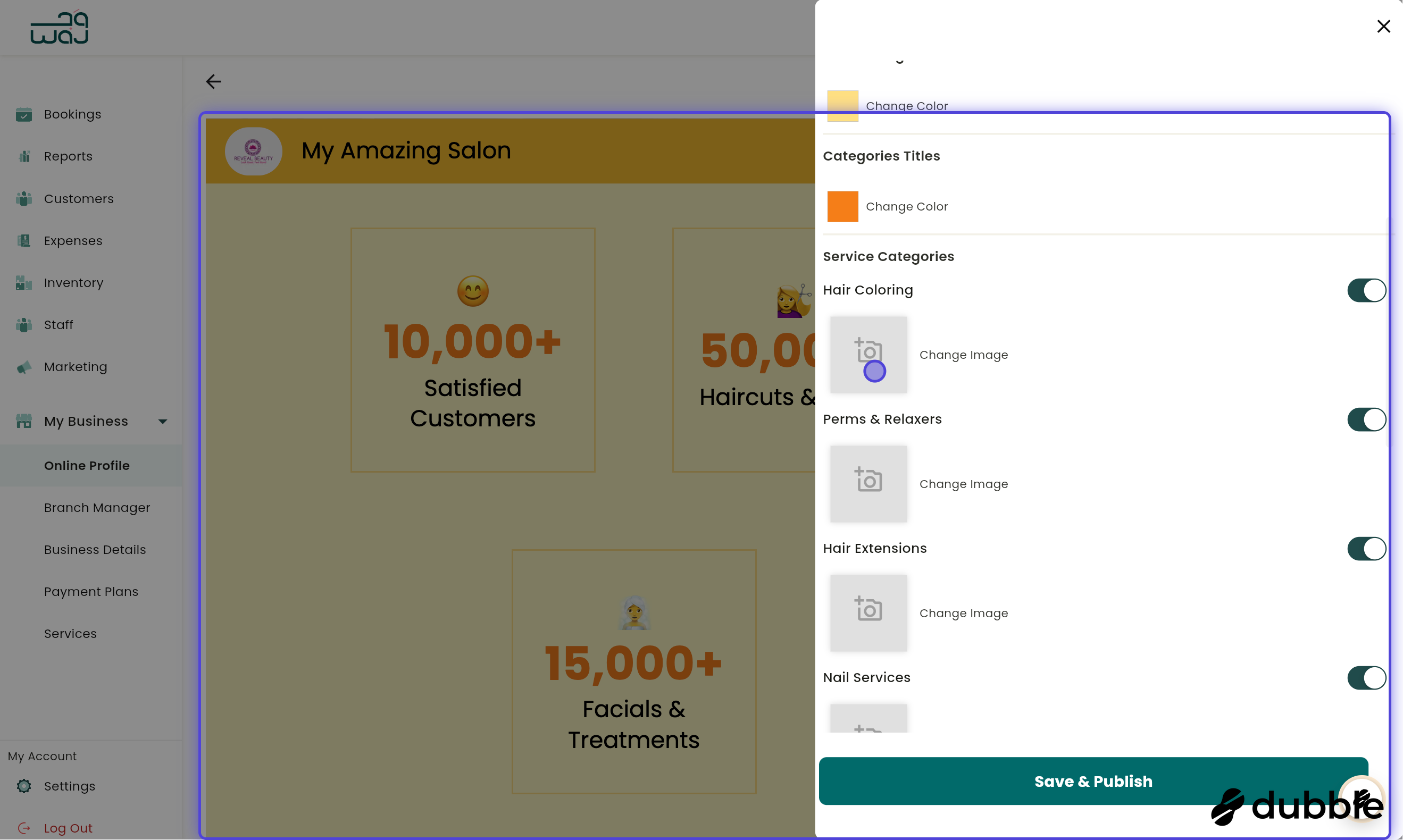 Online profile edit website publish services and offers screenshot
