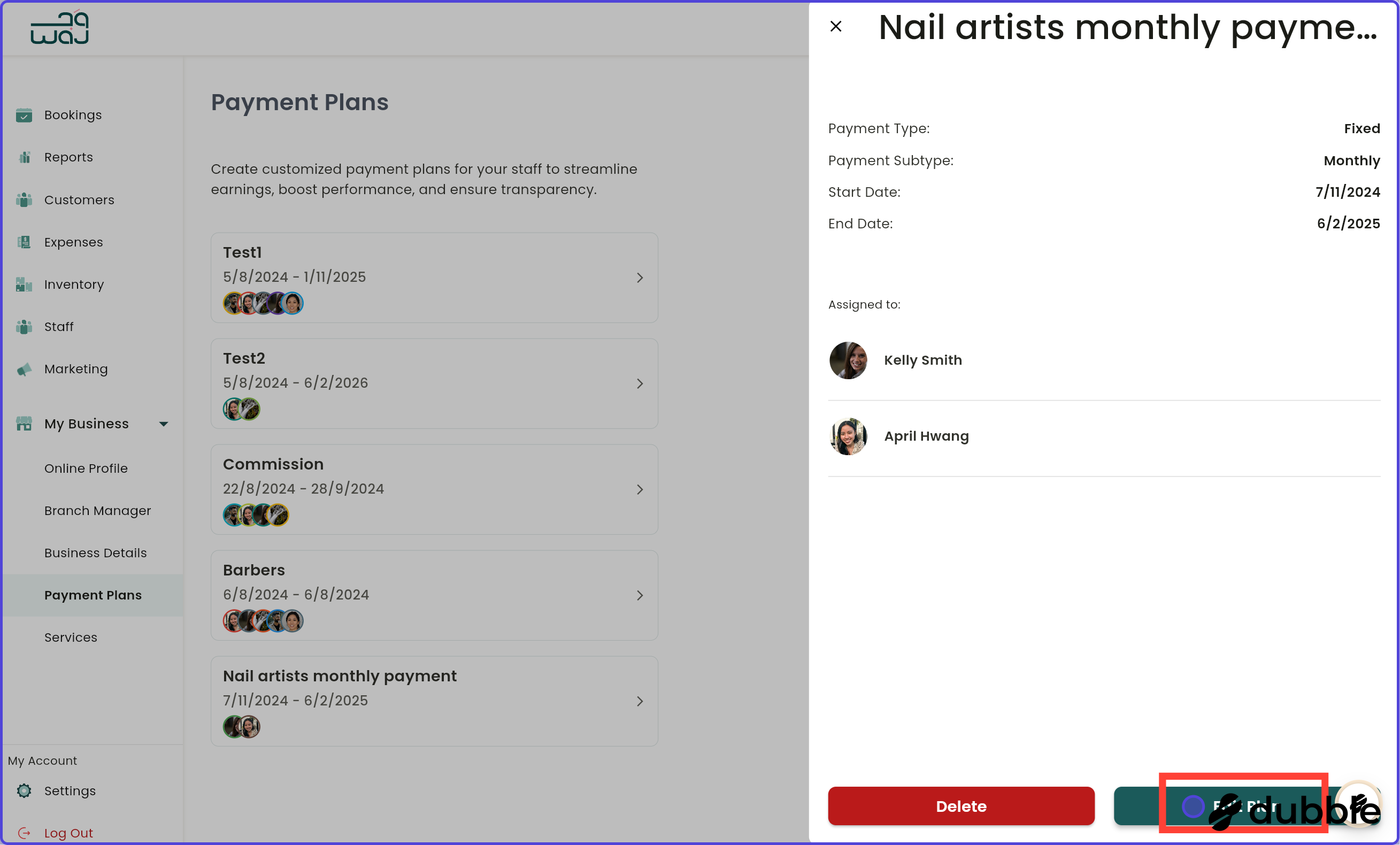 Payment plans manage payment plan screenshot