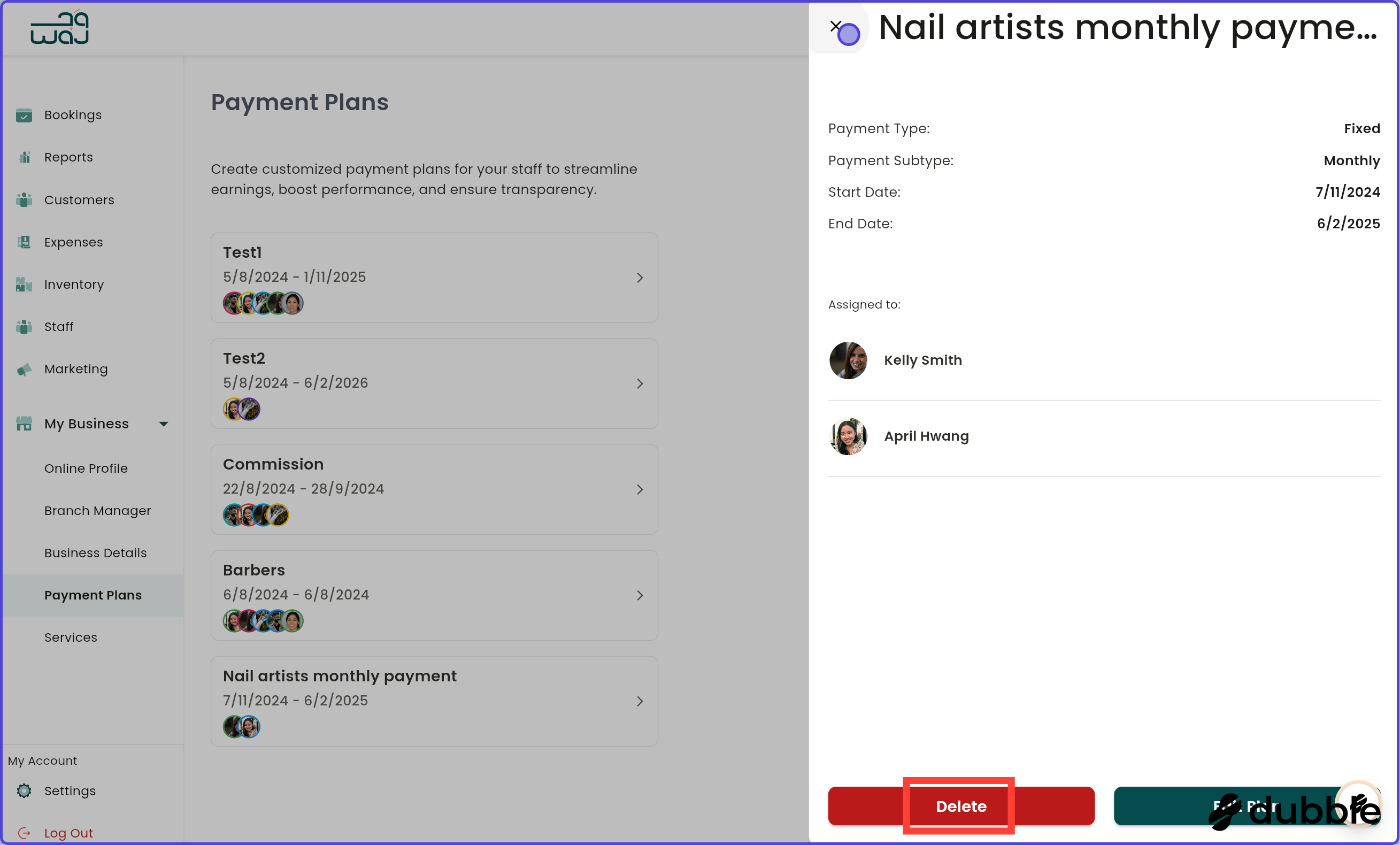 Payment plans manage payment plan screenshot