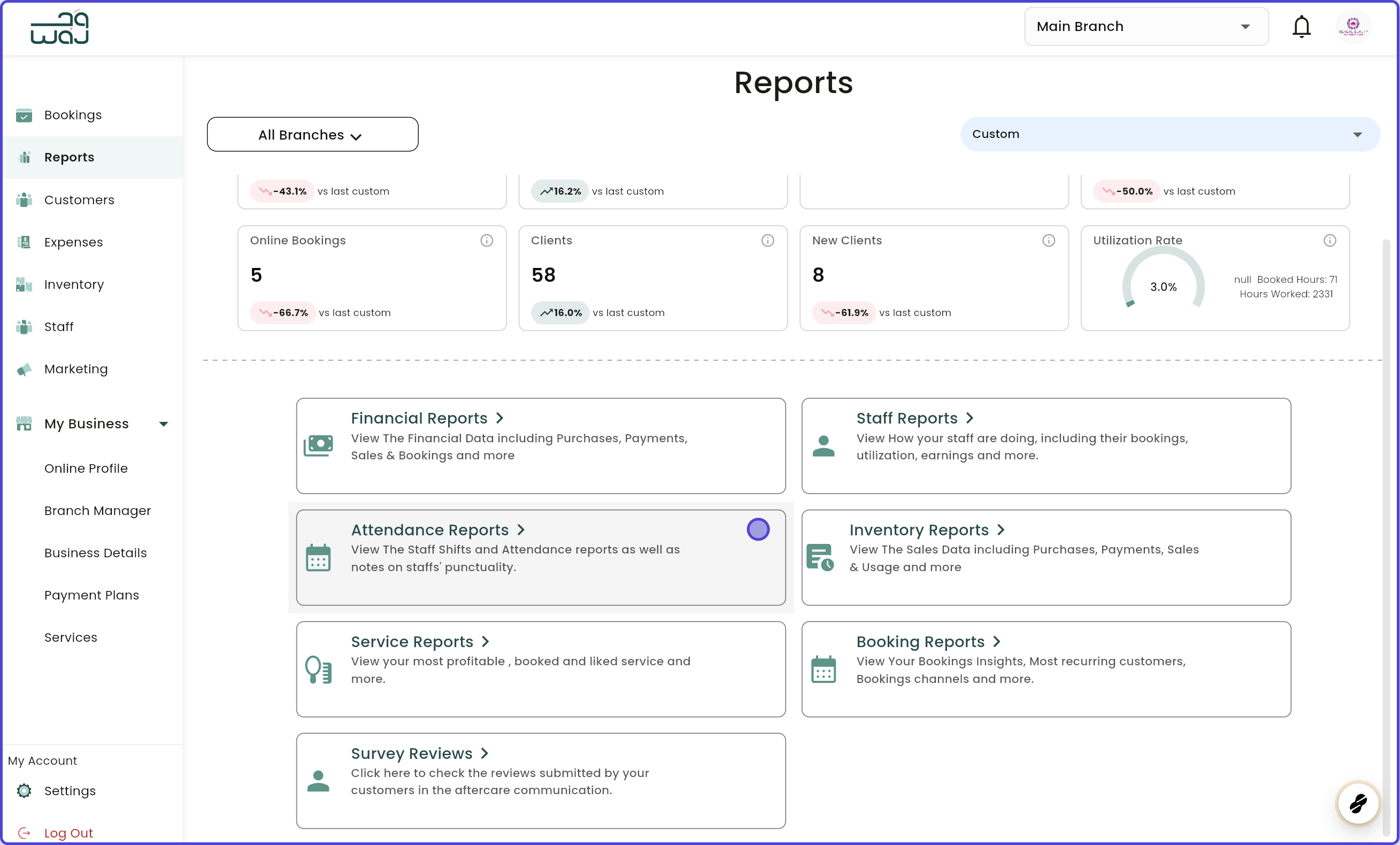 Reports exporting reports screenshot