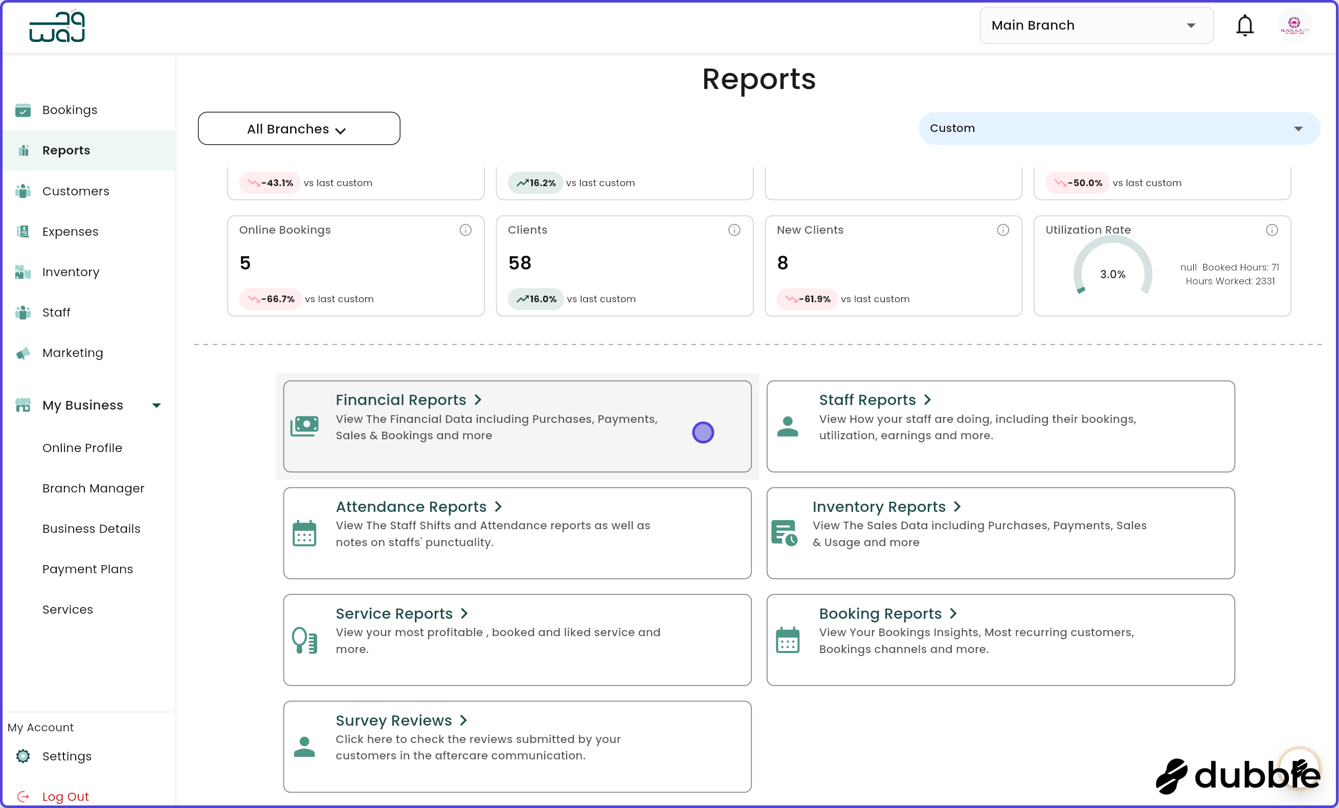 Reports printing reports screenshot