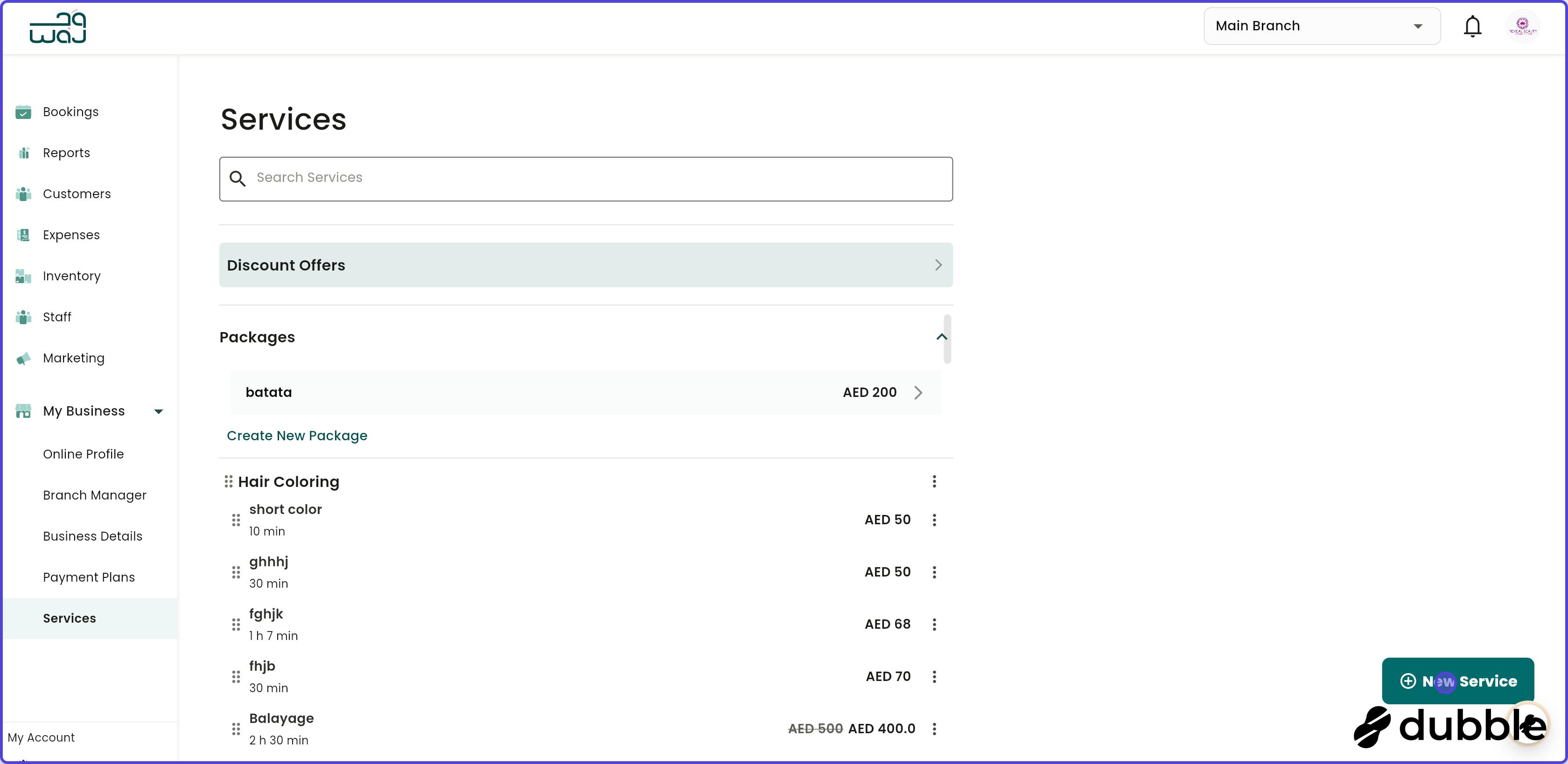 Services catalogue create a service screenshot