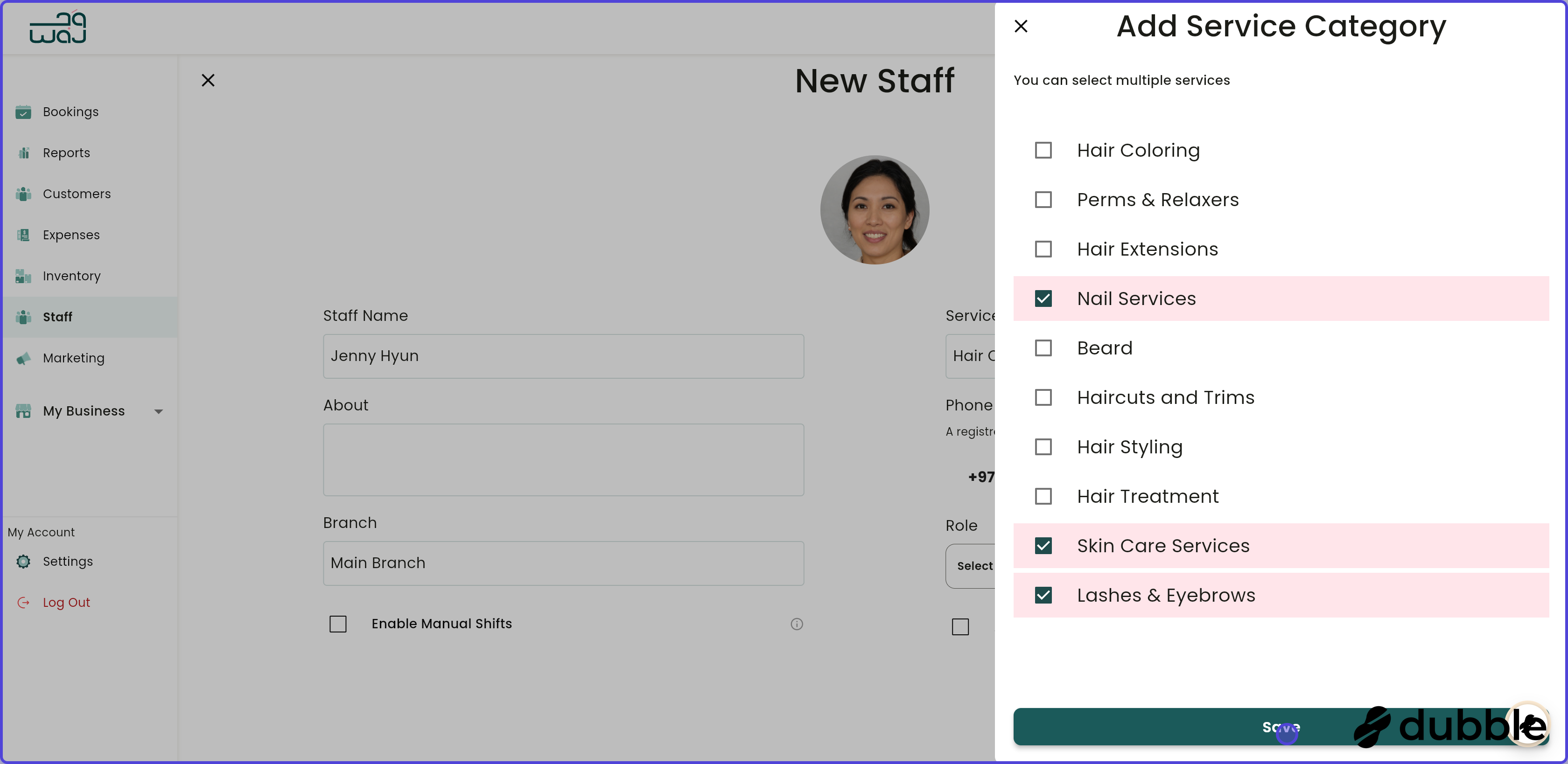 Staff create new staff screenshot