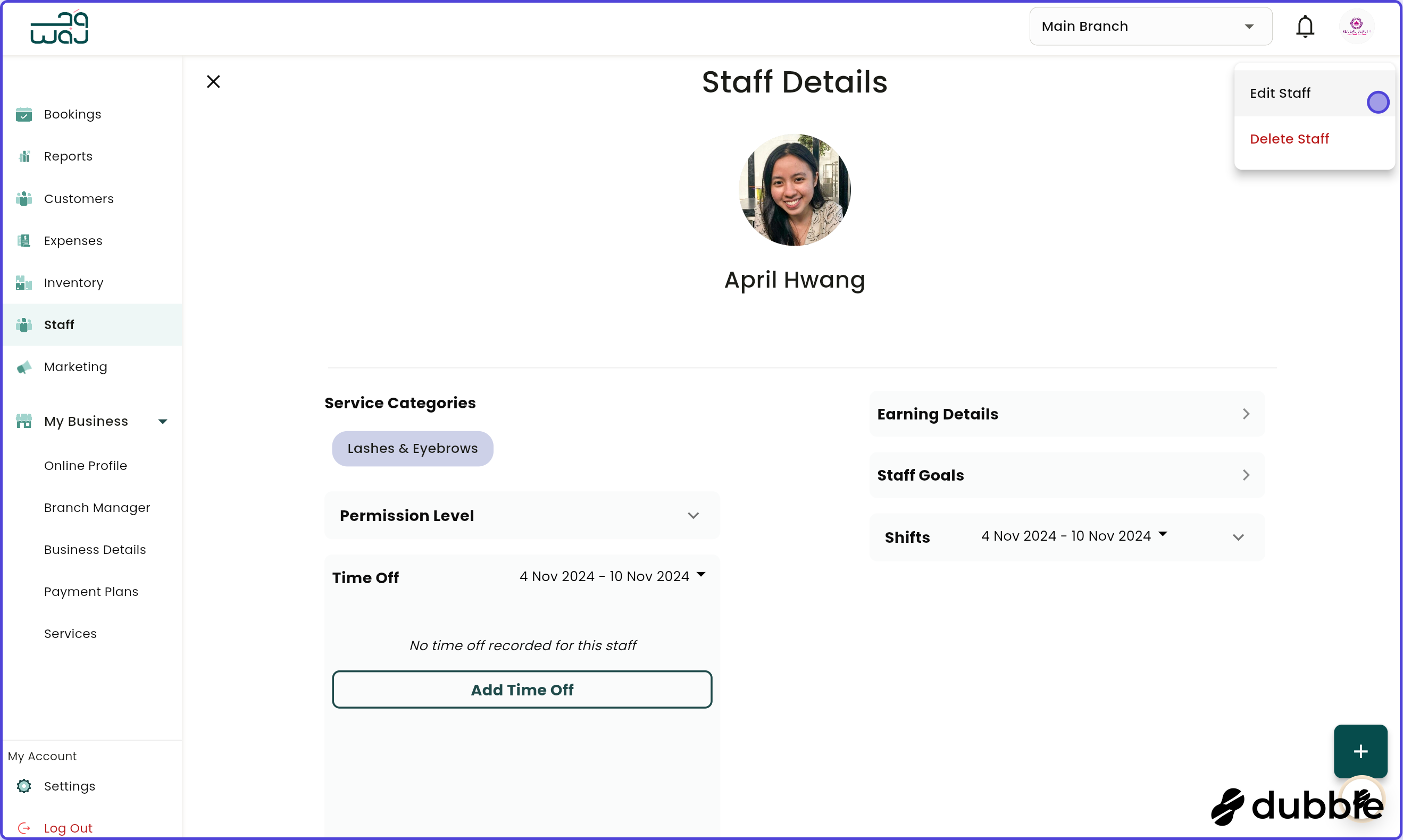 Staff manage staff details edit staff screenshot