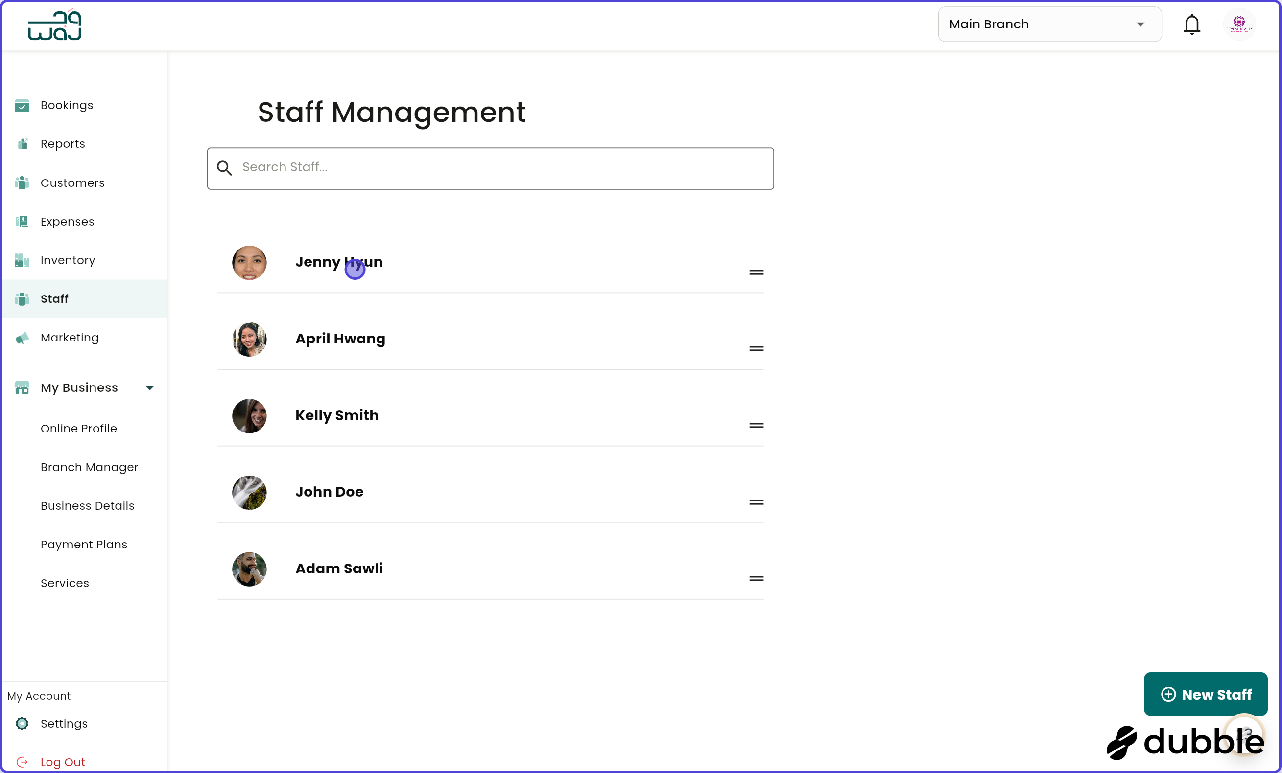 Staff manage staff details time off screenshot